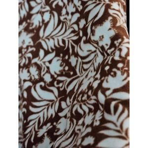 62 x 2 1/3 yds  Fleece Chocolate brown with Blue  floral pattern